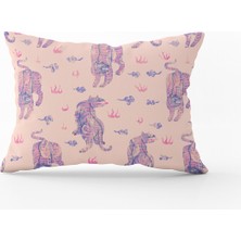 Cango Home Pembe Lila Modern Hayvan Desenli Dijital Baskılı Kırlent Yastık Kılıfı CGH180-3550 Çift Tarafı Baskılı