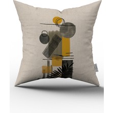 Cango Home Sarı Krem Bohem Modern Desenli Dijital Baskılı Kırlent Kılıfı CGH936