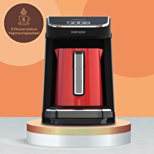 Goldmaster : Goldmaster Prokıvam Kırmızı Geniş Hazne Çelik Cezveli Akıllı Yerleştirmeli Türk Kahve Makinesi GM9900K