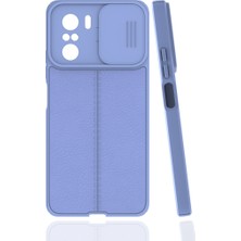 Case 4U Xiaomi Redmi K40 / K40 Pro / Poco F3 Kılıf Sürgülü Niss Slide Kamera Korumalı Deri Görünümlü Leke Tutmaz Lüks Silikon Lila