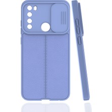 Case 4U Xiaomi Redmi Note 8 Kılıf Sürgülü Niss Slide Kamera Korumalı Deri Görünümlü Leke Tutmaz Lüks Silikon Lila