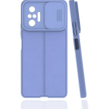 Case 4U Xiaomi Redmi Note 10 Pro Kılıf Sürgülü Niss Slide Kamera Korumalı Deri Görünümlü Leke Tutmaz Lüks Silikon Lila