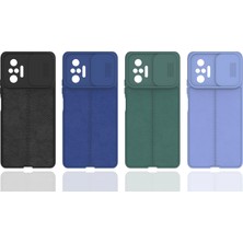 Case 4U Xiaomi Redmi Note 10 Pro Kılıf Sürgülü Niss Slide Kamera Korumalı Deri Görünümlü Leke Tutmaz Lüks Silikon Lila