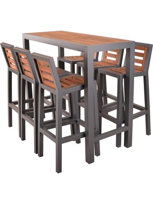 Magic Face Metal Bar Masa ve Sandalye Seti 6+1 Takım