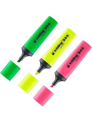Fosforlu Kalem ( Yeşil Sarı Pembe ) Işaret Kalemi 3 Adet 1 Paket Edding Işaret Kalemi Fosforlu Renkler 1 Paket