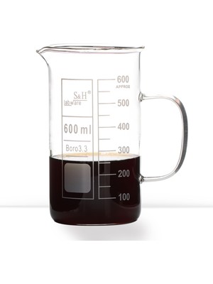 S&H Labware 600 ml Kulplu Beher (Uzun Form)