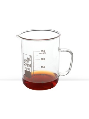 S&H Labware 250 ml Şeffaf Kulplu Beher Cam Ölçüm Kabı Farklı Sunumlar İçin Kullanım