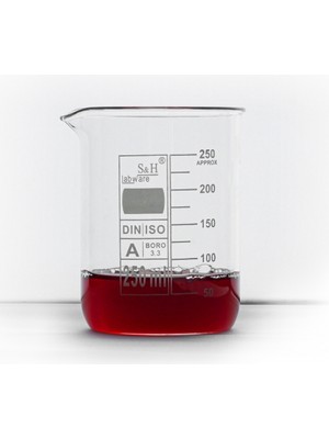 S&H Labware 250 ml Borosilikat Cam Beher Termal Şoka Dayanıklı 7,5 cm Çapında