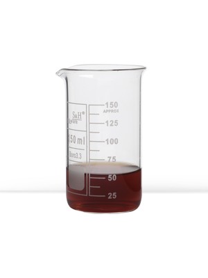 S&H Labware 150 ml Borosilikat Cam Beher Uzun Form Dayanıklı ve Termal Şok Dirençli