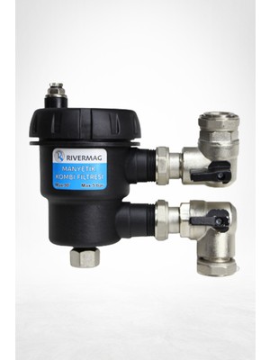 Rivermag Manyetik Kombi Filtresi 3/4 Pirinç Metal Vanalı Tam Geçiş Magnetic Kireç Kırıcı
