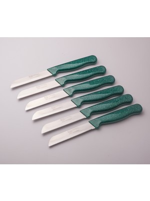 Solingen Meyve Sebze Bıçağı 6 Adet Simli Desen koyu yeşil