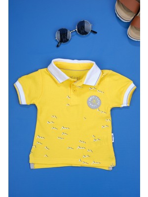 Çizgi Kids Erkek Çocuk I Love Sunny Days Baskılı Sarı Lacoste Gri Kot Şort Ikili Takım