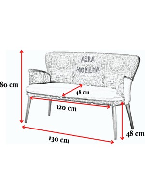 Azra Aksesuar Çay Seti Koltuk Takımı Oturma Grubu Balkon Cafe Ofis 2+1+1