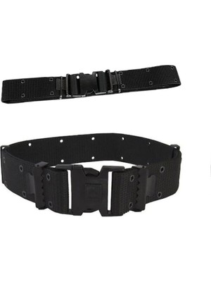 Siyah Delikli Örme Palaska - Ayarlanabilir Outdoor Kemer