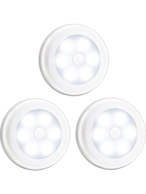 İllusory 3 Adet LED Işık Bedsides Hareket Sensörü Gece Işık Duvar Banyo Koridor Beyaz Beyaz Işık Için(Yurt Dışından)