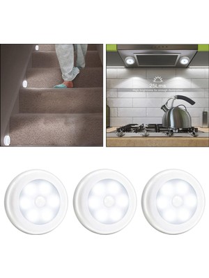 İllusory 3 Adet LED Işık Bedsides Hareket Sensörü Gece Işık Duvar Banyo Koridor Beyaz Beyaz Işık Için(Yurt Dışından)