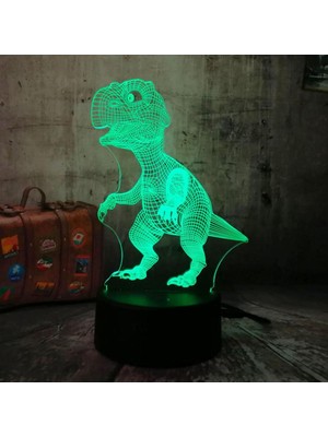 İllusory 7 Renk Dinozor 3D Led Gece Işık Masası Masası Lambaları, Illüzyon Görsel Lamba(Yurt Dışından)