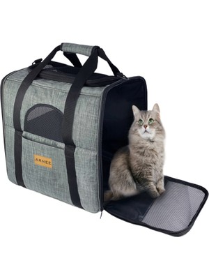 Arnee Gri Büyük Boy Kedi ve Köpek Taşıma Çantası