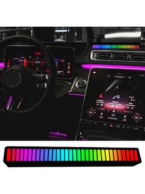 Cynthia USB 32 LED Rgb Araba Atmosfer Işık Şerit Çubuk Müzik Kontrol Ritim Lamba Siyah