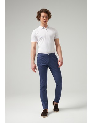 D'S Damat Slim Fit Indigo Düz Chino Pantolon