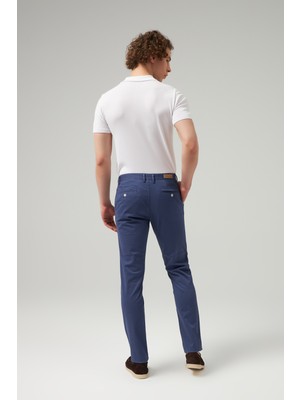 D'S Damat Slim Fit Indigo Düz Chino Pantolon