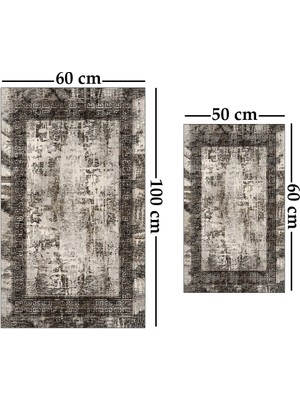 Alaaddin Carpet 2'li Yıkanabilir Antibakteriyel Kaymaz Tabanlı Banyo Takımı 50X60CM - 60X100CM