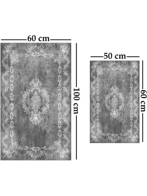 Alaaddin Carpet 2'li Yıkanabilir Antibakteriyel Kaymaz Tabanlı Banyo Takımı 50X60CM - 60X100CM