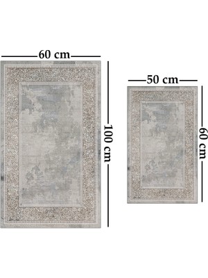 Alaaddin Carpet 2'li Yıkanabilir Antibakteriyel Kaymaz Tabanlı Banyo Takımı 50X60CM - 60X100CM