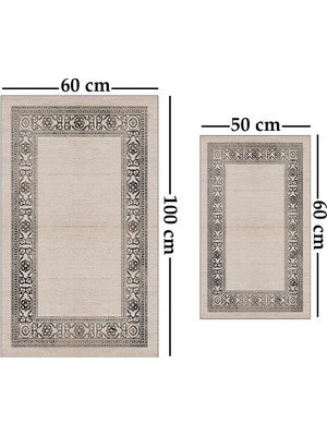 Alaaddin Carpet 2'li Yıkanabilir Antibakteriyel Kaymaz Tabanlı Banyo Takımı 50X60CM - 60X100CM