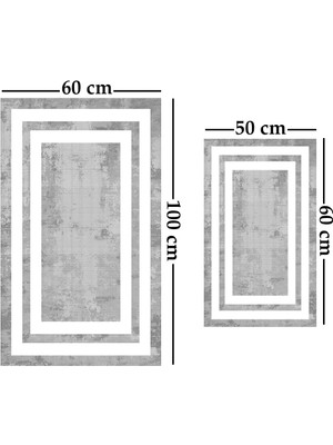 Alaaddin Carpet 2'li Yıkanabilir Antibakteriyel Kaymaz Tabanlı Banyo Takımı 50X60CM - 60X100CM