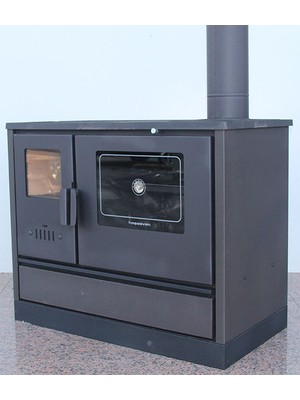 Dorello Mat Siyah Kuzine Soba 45 Lik Fırınlı Kuzine Soba Şömine - Özel Üretim Soba Hosseven Soba