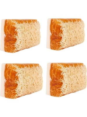 Bermark El Yapımı Doğal Kabak Lifli Eşek Sütü Ballı Sabun 4 Set Gliserin İçerikli Cilt Lekelerine Karşı Etkili