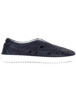 Bueno Shoes Siyah Deri Kadın Düz Ayakkabı