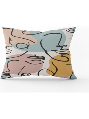 Cango Home Siyah Krem Modern Figürlü Kırlent Yastık Kılıfı - CGH149-3550 Çift Tarafı Baskılı