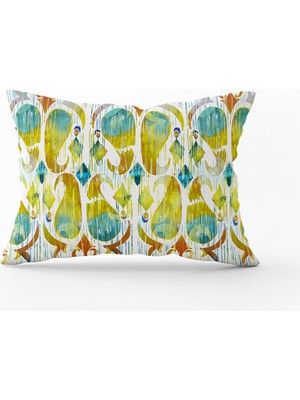 Cango Home Beyaz Yeşil Soyut Dekoratif Kırlent Yastık Kılıfı - CGH153-3550 Çift Tarafı Baskılı