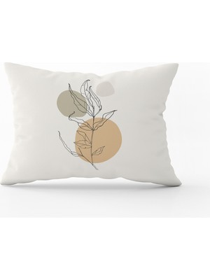 Cango Home Yeşil Krem Modern Soyut Çiçekli Dekoratif Kırent Kılıfı - CGH278-3550 Çift Tarafı Baskılı