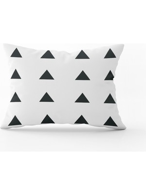 Cango Home Beyaz Siyah Geometrik Dijital Baskılı Kırlent Kılıfı - - CGH314-3550 Çift Tarafı Baskılı