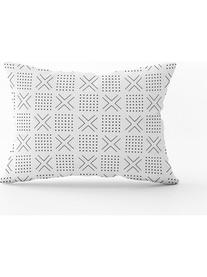 Cango Home Beyaz Siyah Geometrik Dijital Baskılı Kırlent Kılıfı - - CGH316-3550 Çift Tarafı Baskılı