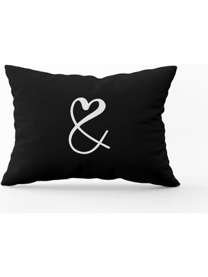 Cango Home Siyah Beyaz & İşareti Dijital Baskılı Kırlent Kılıfı - Siyah - CGH319-3550 Çift Tarafı Baskılı