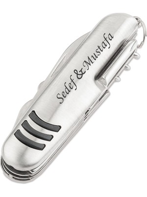 Sedef Silver Kişiye Özel Isim Yazılabilir Isimli Çok Fonksiyonlu Hediyelik Kamp Cep Çakısı