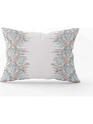 Cango Home Turkuaz Gri Damask Desenli Kırlent Yastık Kılıfı - CGH130-3550 Çift Tarafı Baskılı