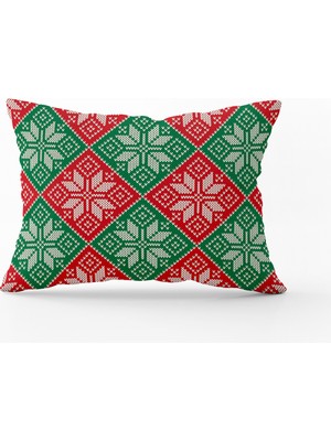 Cango Home Kırmızı Yılbaşı Temalı Kırlent Yastık Kılıfı - CGH227-3550 Çift Tarafı Baskılı