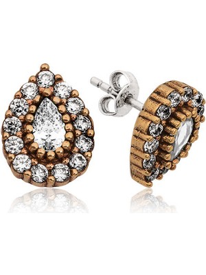 Gumush Gümüş Otantik Damla Çivili Küpe