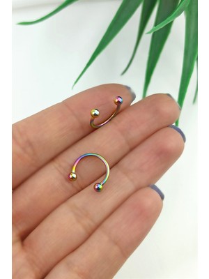 ÇLK Accessories 316 L Cerrahi Çelik Büyük Iki Tarafı Toplu Septum Piercing TRPIERCING0103 PIERX150X