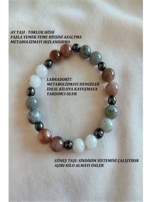 Atl Tokluk Hissi ,,(Güneş Taşı, Ay Taşı,labradorit, Hematit) Doğaltaş Bileklik