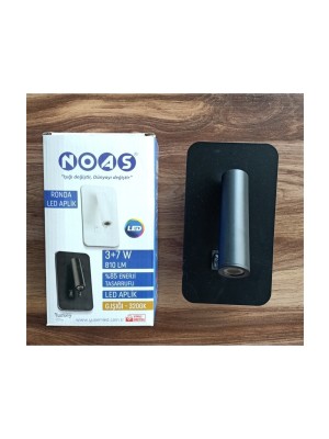 Noas 3+7 Watt Anahtarlı Siyah Kasa Gün Işığı Ronda LED Aplik.Okuma Lambası