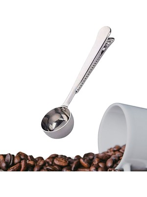 Buffer Buffer® Mandallı Kahve Ölçü Kaşığı Silver Çok Fonksiyonlu Paslanmaz Çelik Kaşık