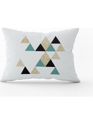 Cango Home Bej Siyah Geometrik Dekoratif Kırlent Yastık Kılıfı - CGH059-3550 Çift Tarafı Baskılı