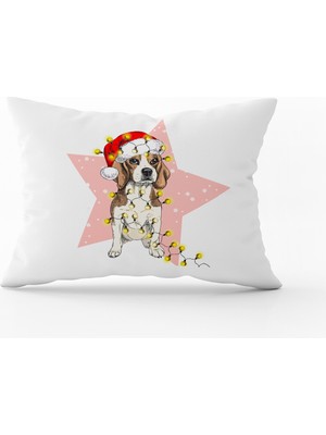 Cango Home Beyaz Yılbaşı  Temalı Kırlent Yastık Kılıfı - CGH210-3550 Çift Tarafı Baskılı