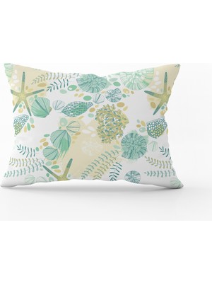 Cango Home Yeşil Sarı Deniz Yıldızı Tropikal Kırlent Yastık Kılıfı - CGH051-3550 Çift Tarafı Baskılı